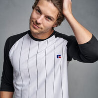 Men's Cotton Classic Pinstripe Baseball T-Shirt BLACK