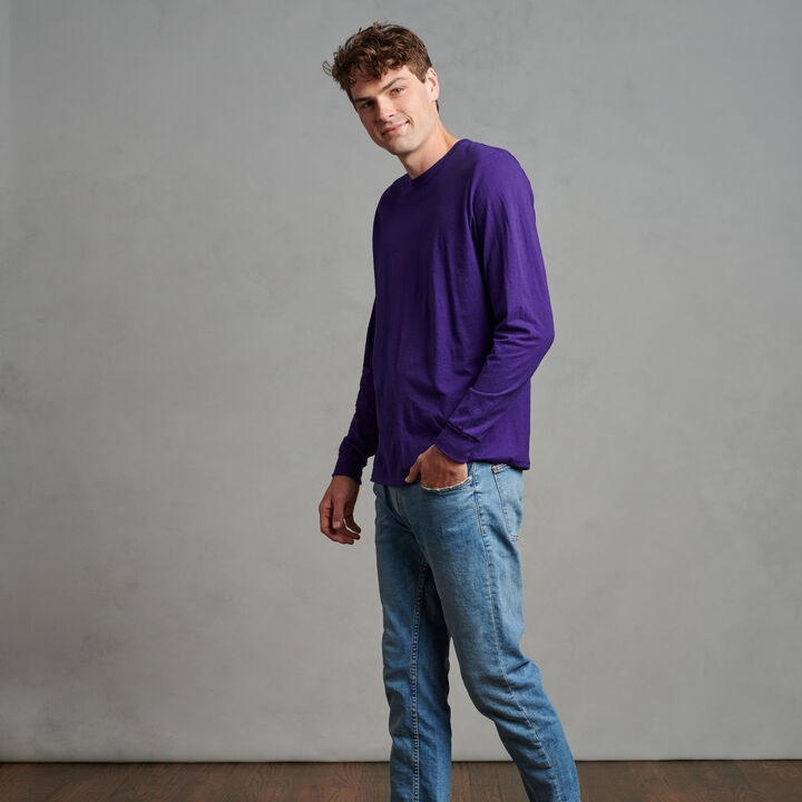 Men's Cotton Performance Long Sleeve T-Shirt Purple