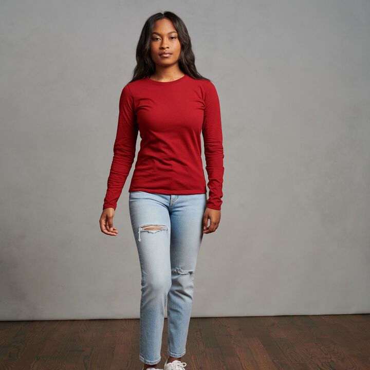 Women's Cotton Performance Long Sleeve T-Shirt Cardinal