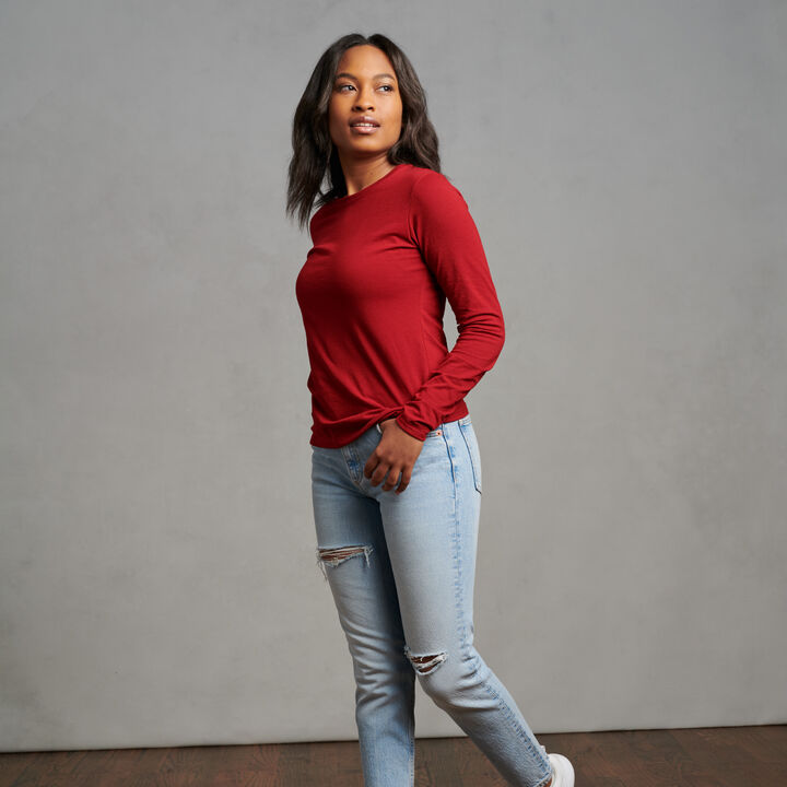 Women's Cotton Performance Long Sleeve T-Shirt Cardinal