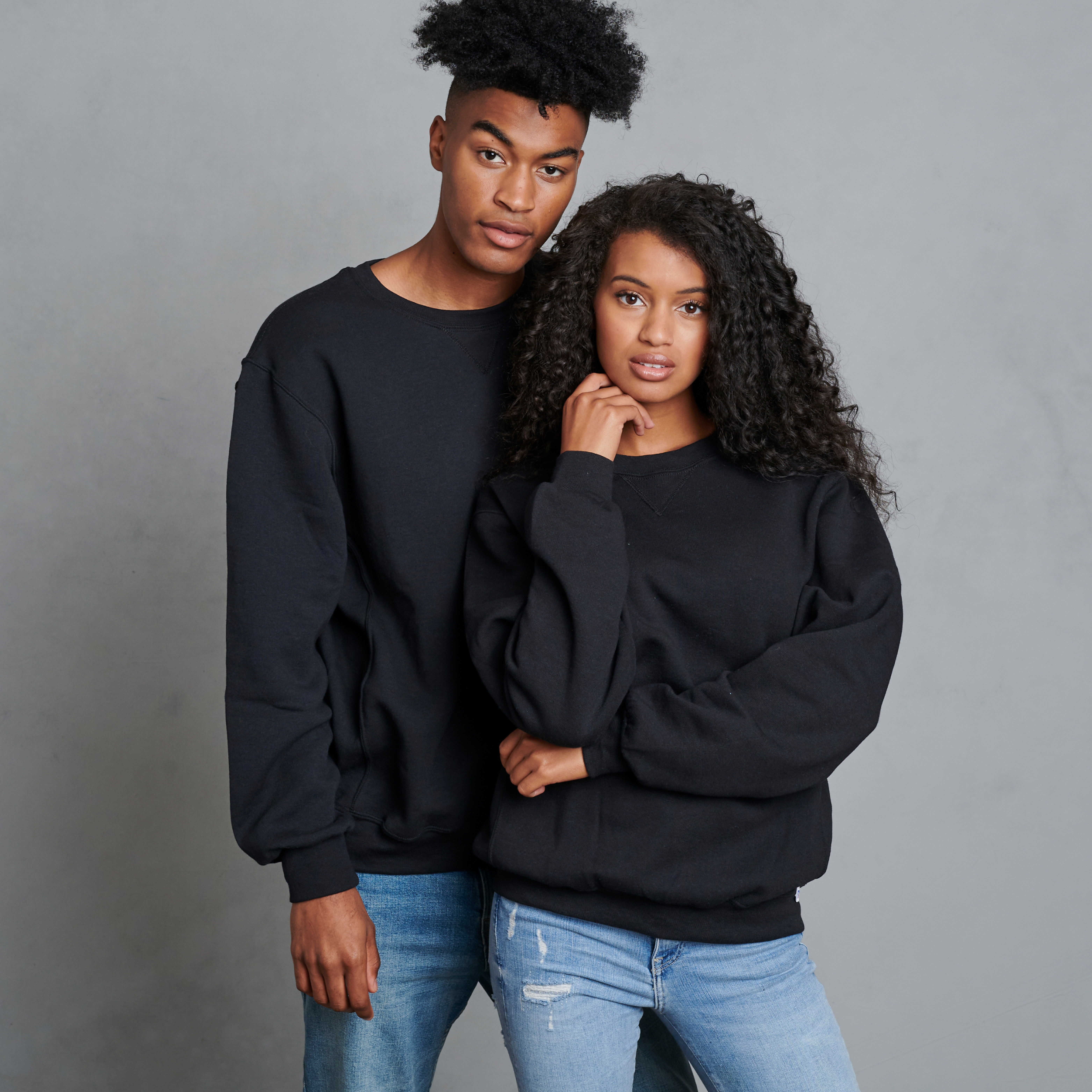 black hoodless sweater