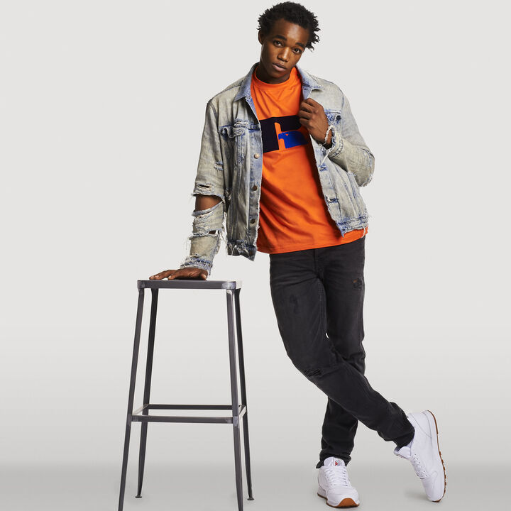 Men's Heritage Heavyweight Flock T-Shirt ORANGE