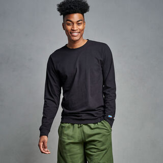 Men's Premium Cotton Classic Long Sleeve T-Shirt BLACK