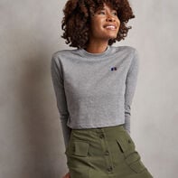 Women's Heritage Cropped Baseliner Long Sleeve T-Shirt Grey Marl