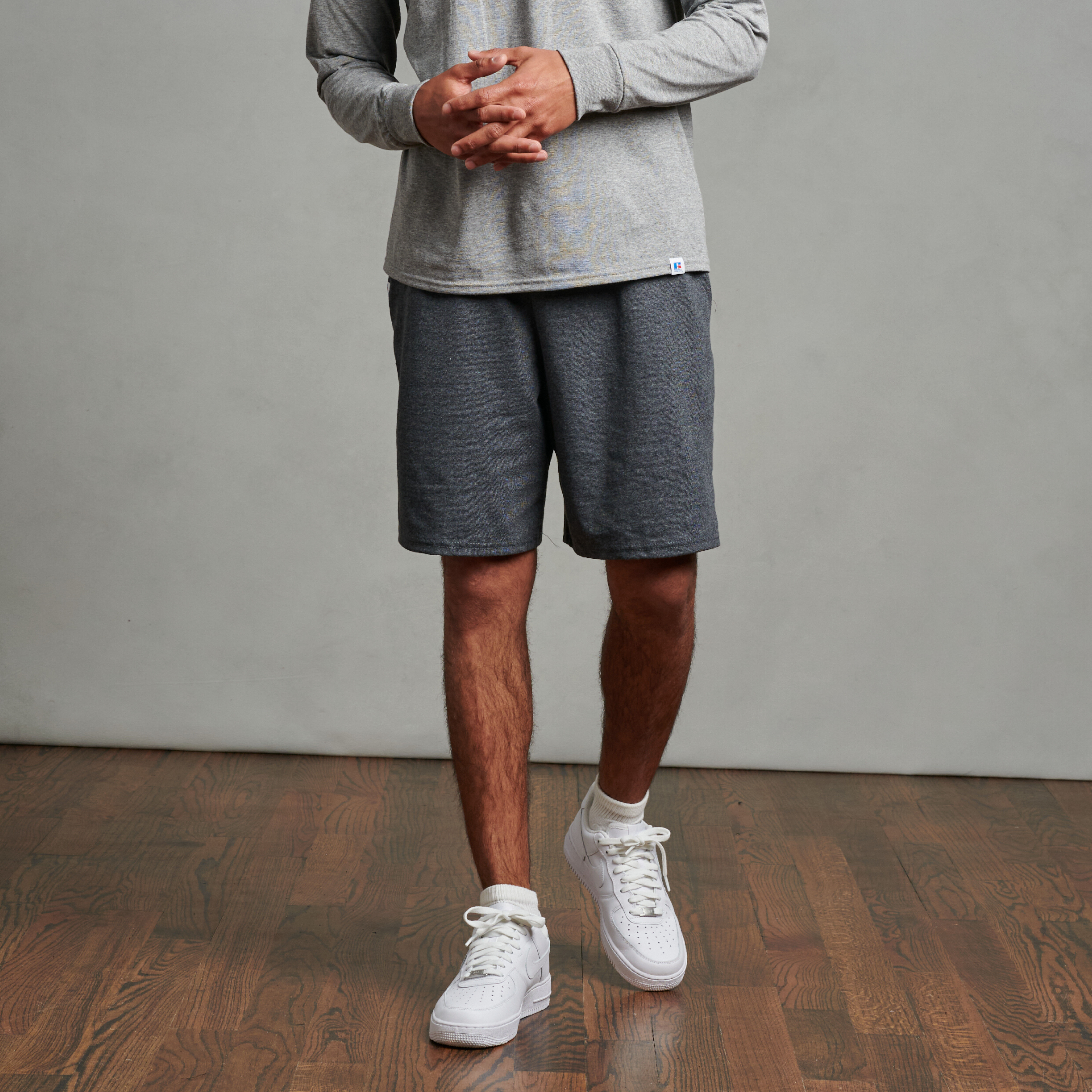 L Russell Athletic Bermuda Uomo Long Lenght Shorts in Jersey Grigio 