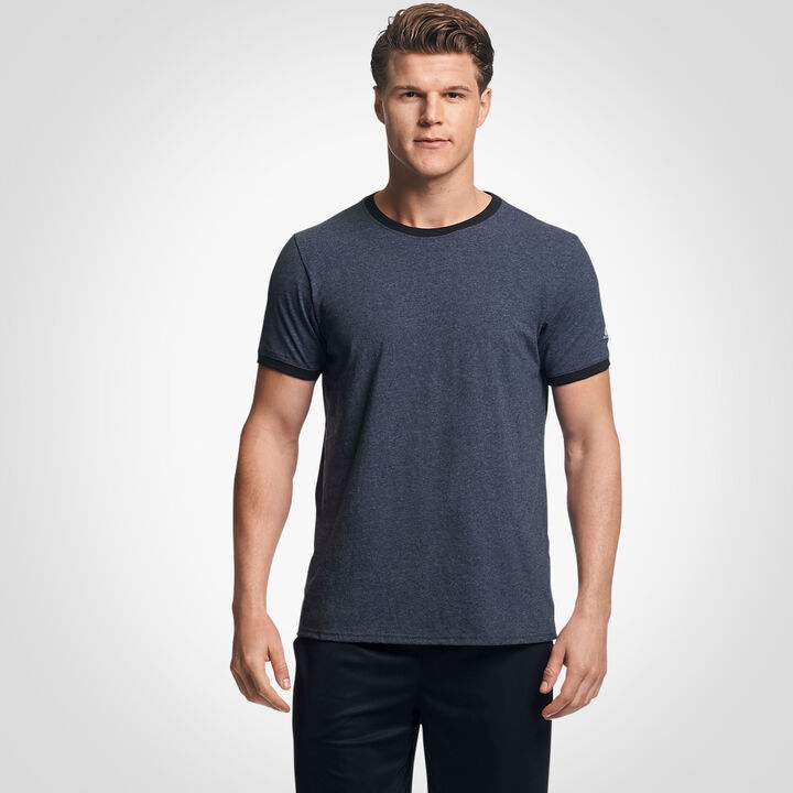 Men's Cotton Performance Ringer T-Shirt BLACK HEATHER/BLACK