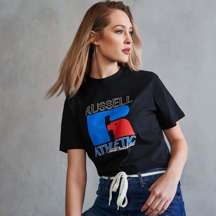 Women's Heritage Mid-Crop Graphic T-Shirt BLACK