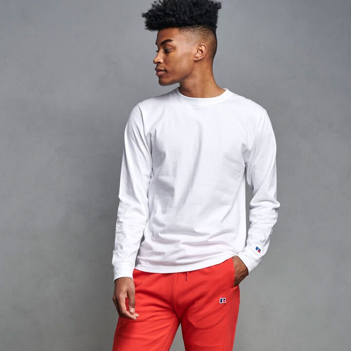 Men's Premium Cotton Classic Long Sleeve T-Shirt WHITE