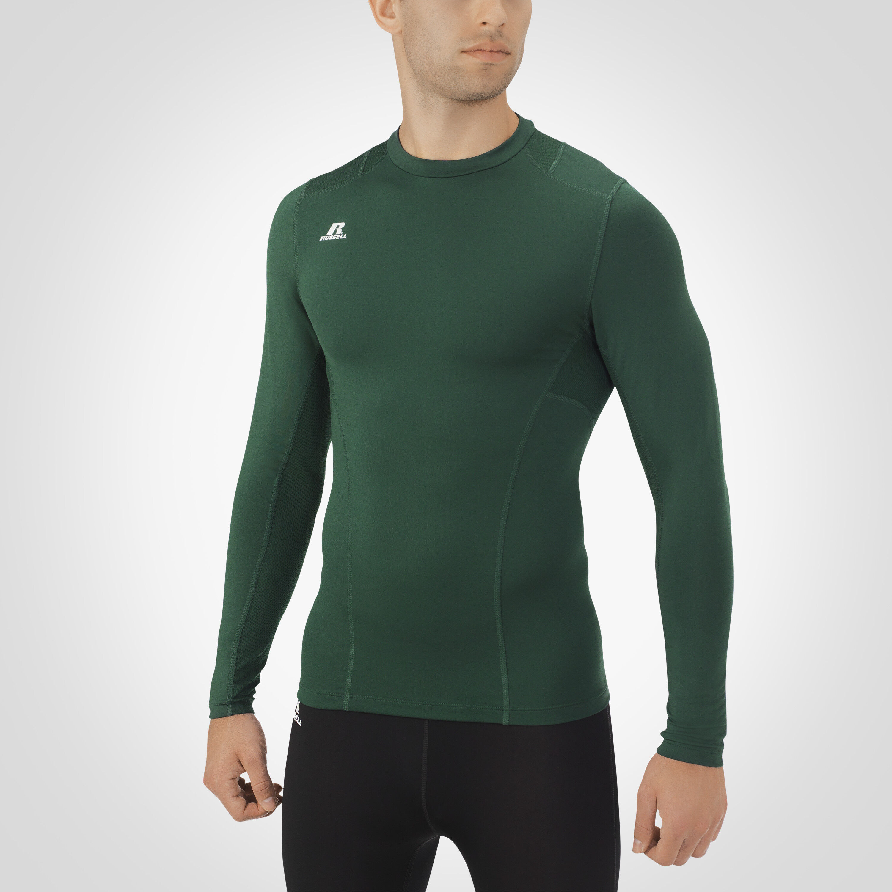 Men's Long Sleeve T-Shirt Baselayer Cool Dry Compression Top Mock Neck Tights 