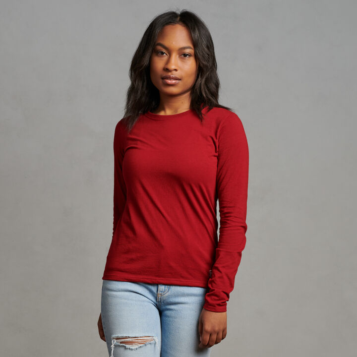 Women's Cotton Performance Long Sleeve T-Shirt Cardinal