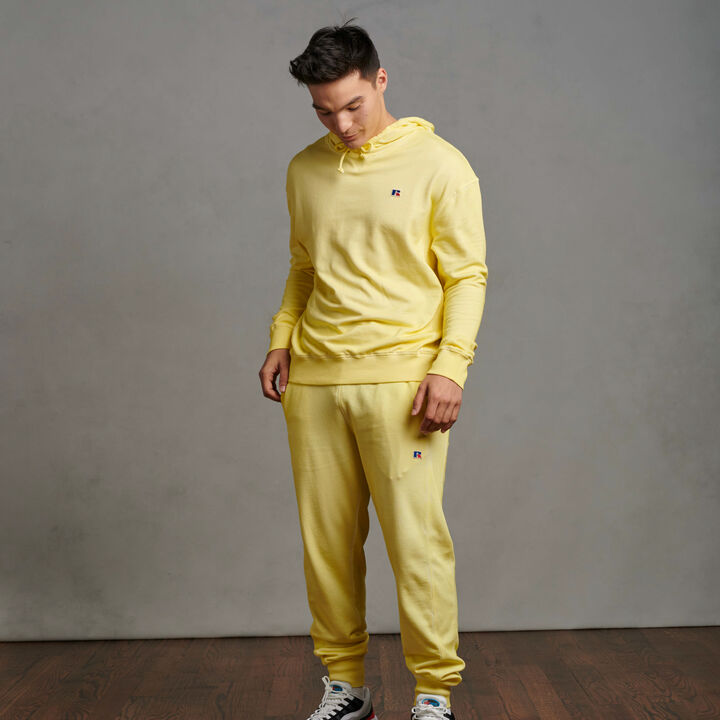Men's Garment Dyed French Terry Hoodie Spring Yellow