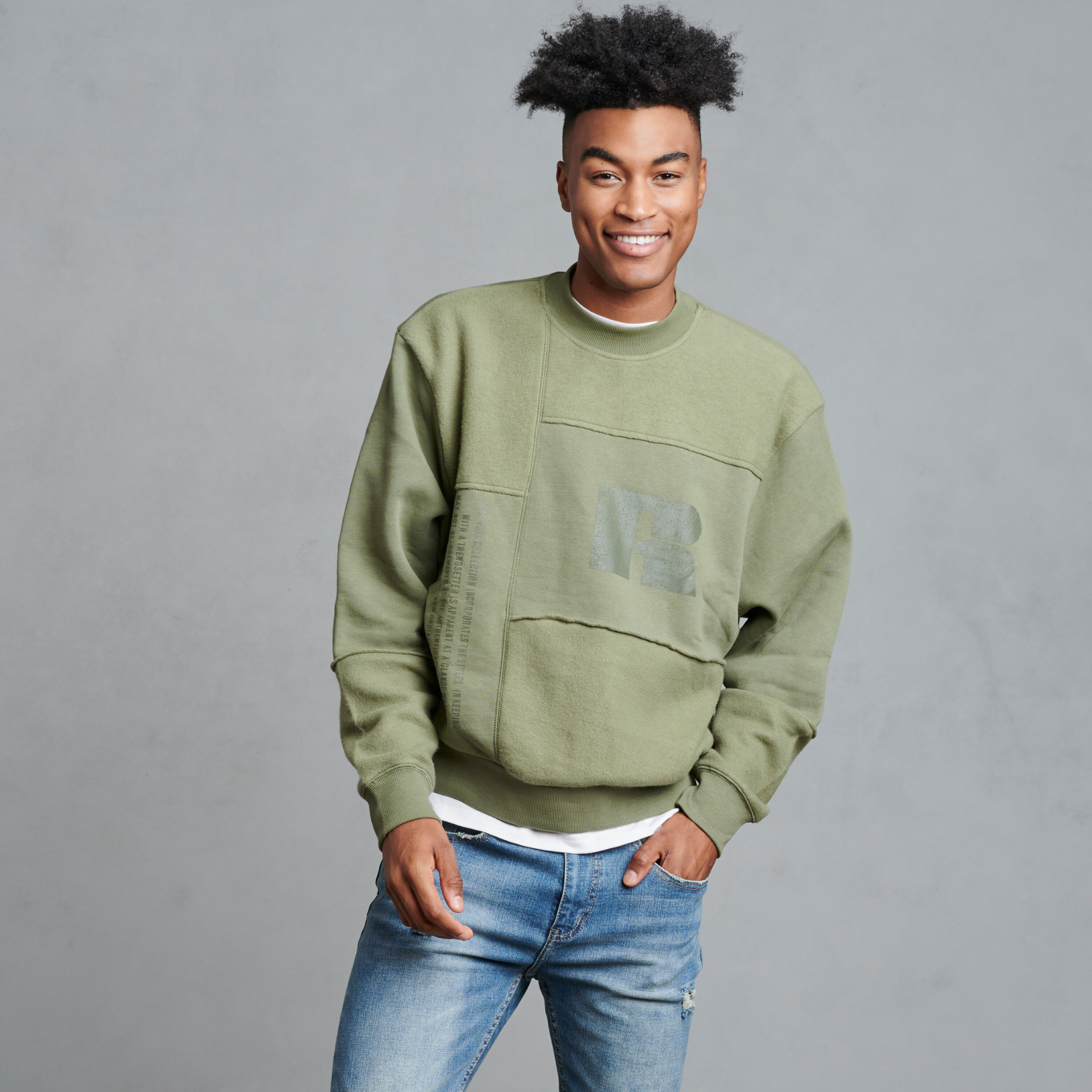 olive patchwork hoodie